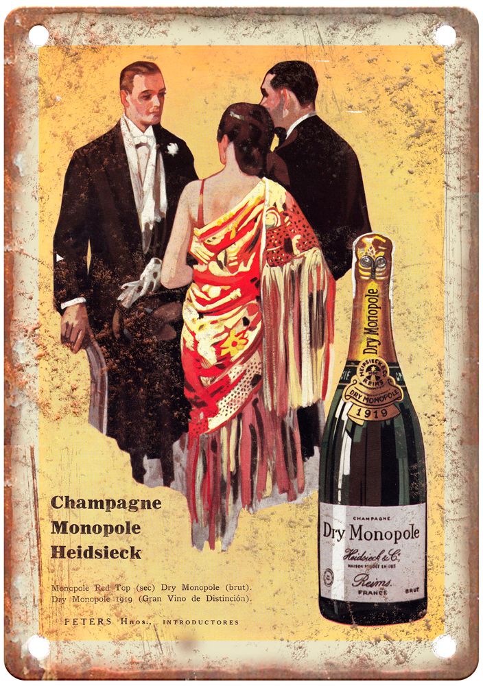 Champagne Monopole Heidsieck Vintage Liquor Poster Reproduction Metal Sign