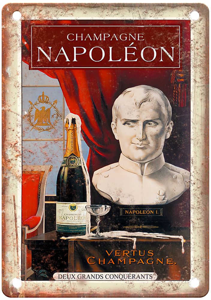 Champagne Napoléon, Vertus Champagne Vintage Liquor Poster Retro Look Sign