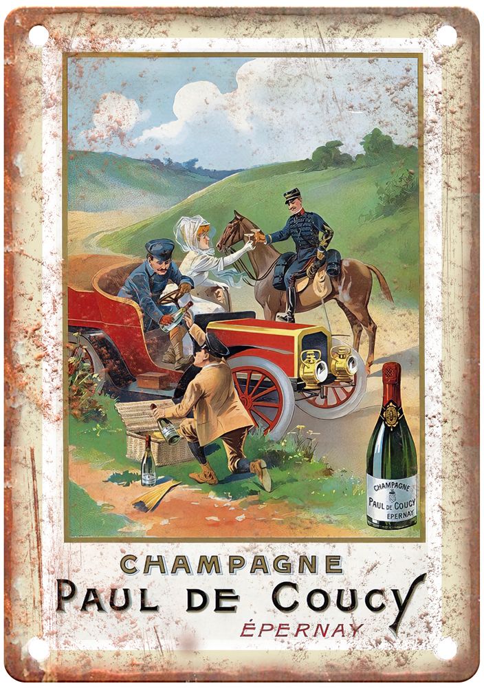 Champagne Paul de Coucy, Épernay Vintage Liquor Poster Reproduction Sign