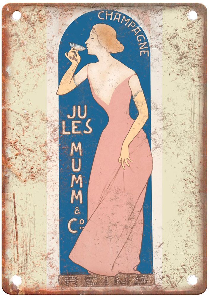 Champagne, Jules Mumm & Co, Reims, c 1890s Liquor Poster Retro Look Sign