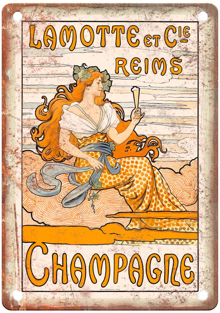 Champagne, Lamotte et Cie, Reims Vintage Liquor Poster Reproduction Sign