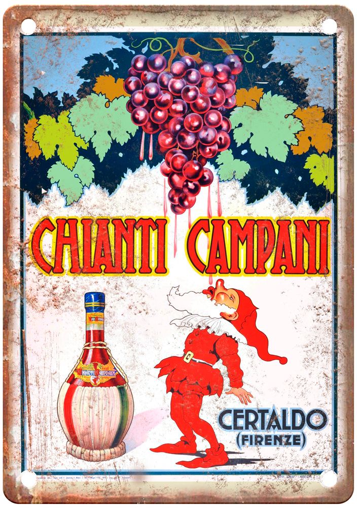 Chianti Campani, Certaldo, 1940 Vintage Liquor Poster Reproduction Sign