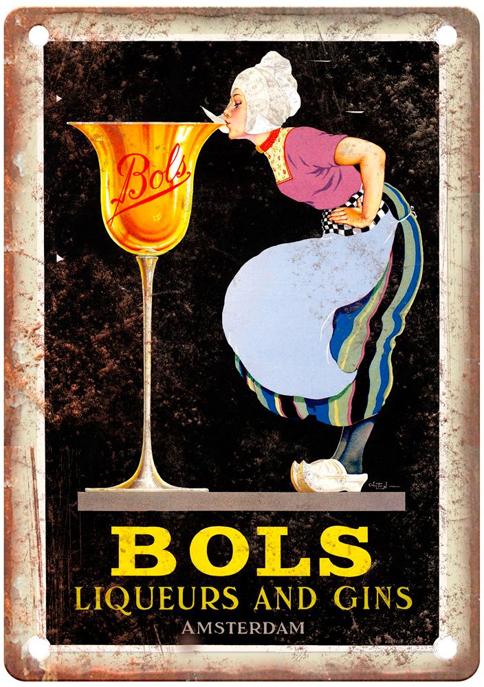 CHILTON Bols Liqueurs and Gins, Amsterdam Liquor Poster Retro Look Sign