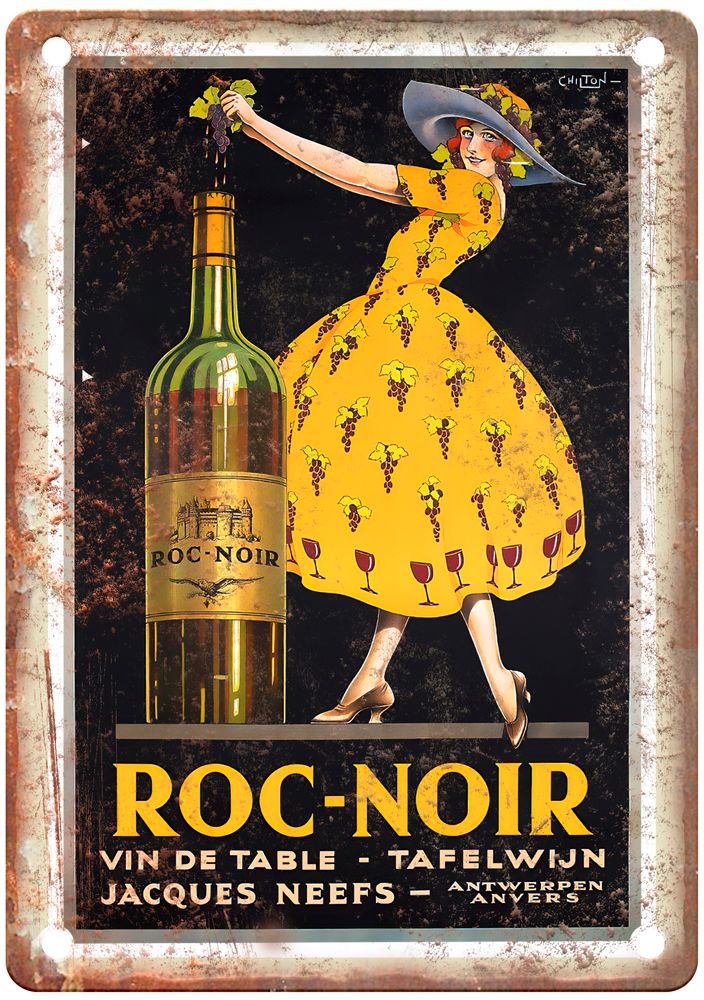 CHILTON Roc-Noir, Vin de Table-Tafelwijn Liquor Poster Retro Look Sign