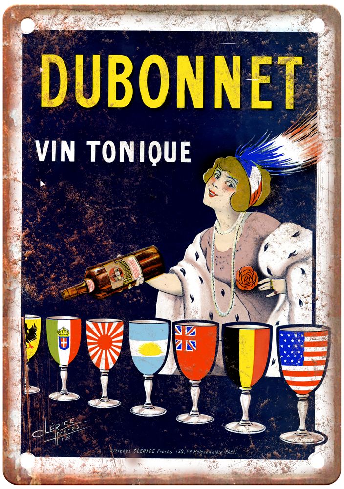 CLÉRICE Frères Dubonnet Vin Tonique, 1912 Liquor Poster Retro Look Sign