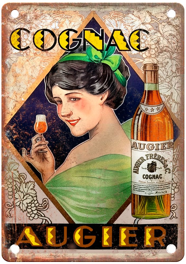 Cognac Augier Vintage Liquor Poster Retro Look Reproduction Metal Sign