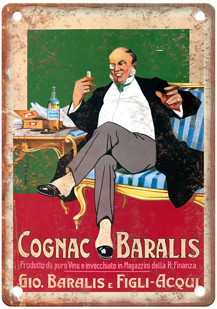 Cognac Baralis, 1915 Vintage Liquor Poster Reproduction Metal Sign