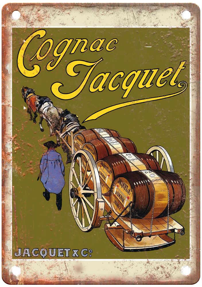 Cognac Jacquet Vintage Liquor Poster Retro Look Reproduction Metal Sign