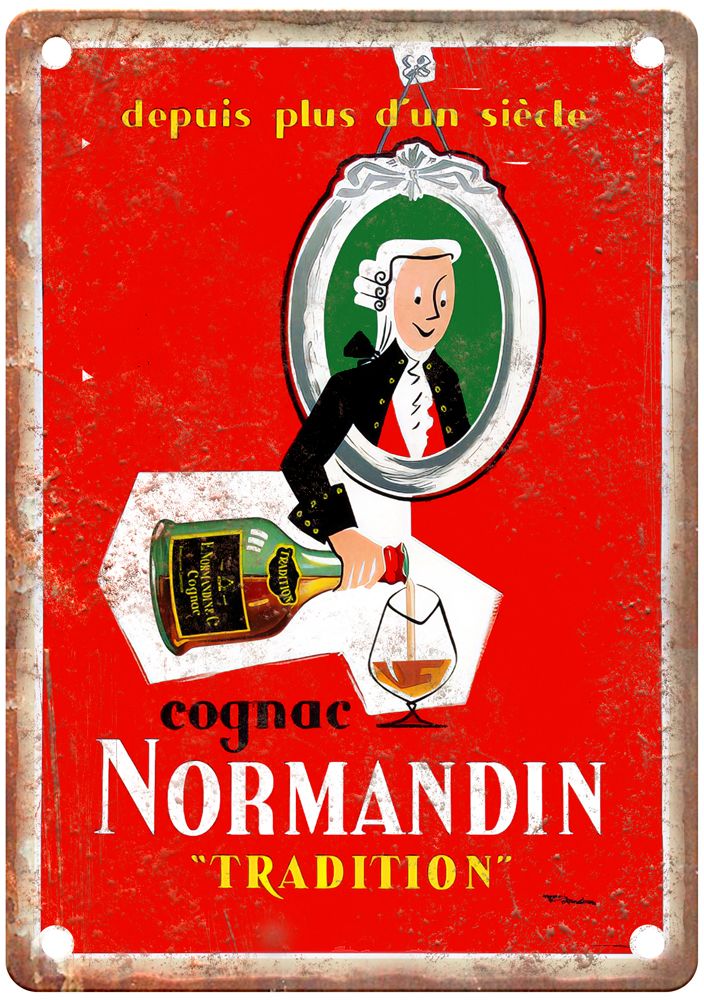 Cognac Normandin Tradition Vintage Liquor Poster Reproduction Metal Sign