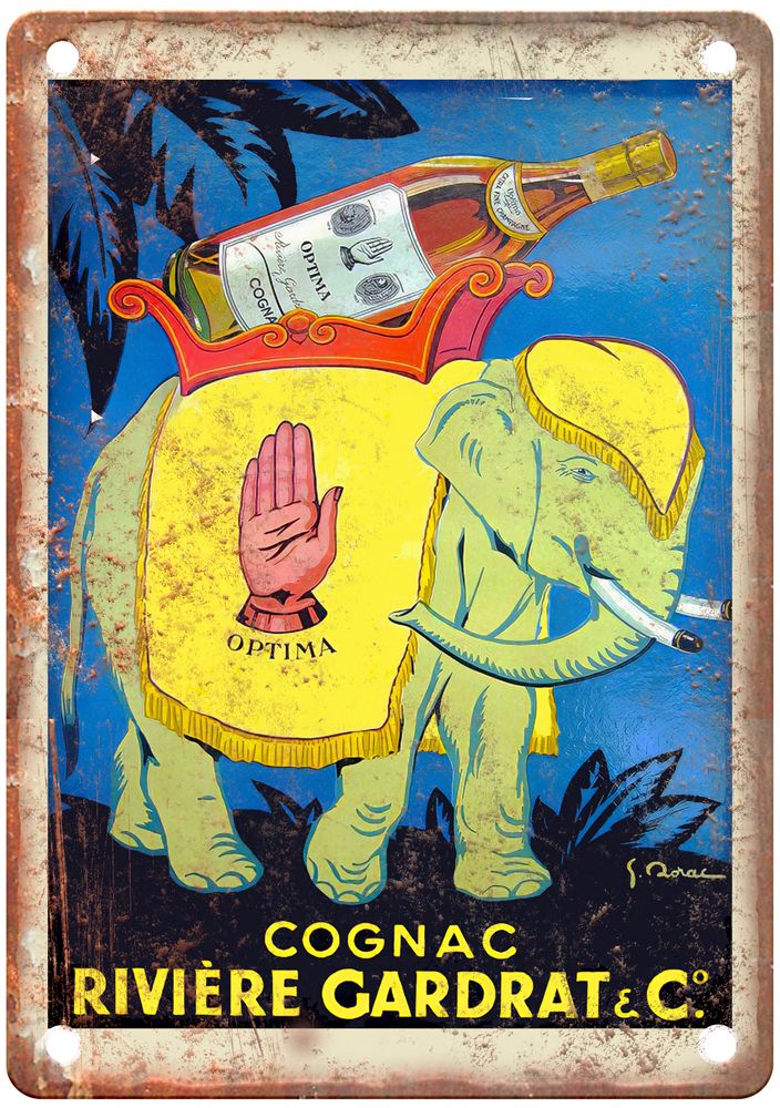 Cognac Rivière Gardrat & Co Vintage Liquor Poster Reproduction Metal Sign