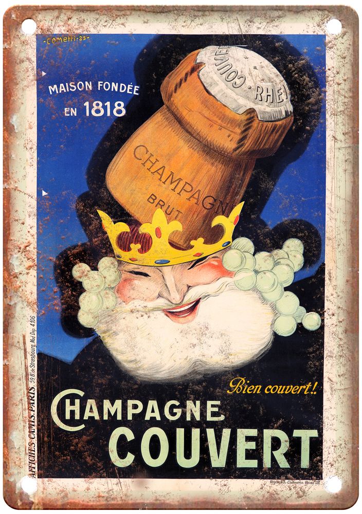 COMETTI, A Champagne Couvert, 1923 Vintage Liquor Poster Reproduction Sign