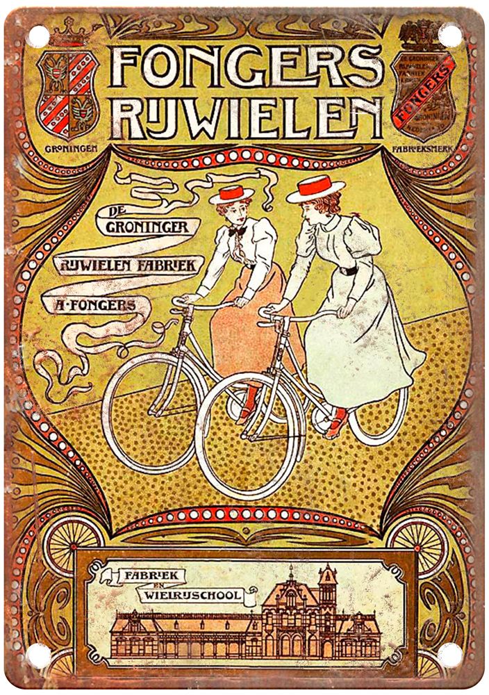 De Groninger Rijwielenfabriek A Fongers, 1898 Liquor Poster Retro Look Sign