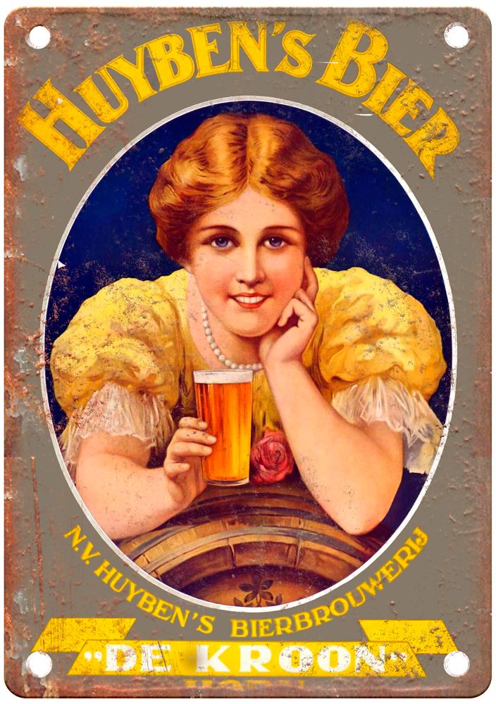 De Kroon Huyben´s Bier Vintage Liquor Poster Reproduction Metal Sign