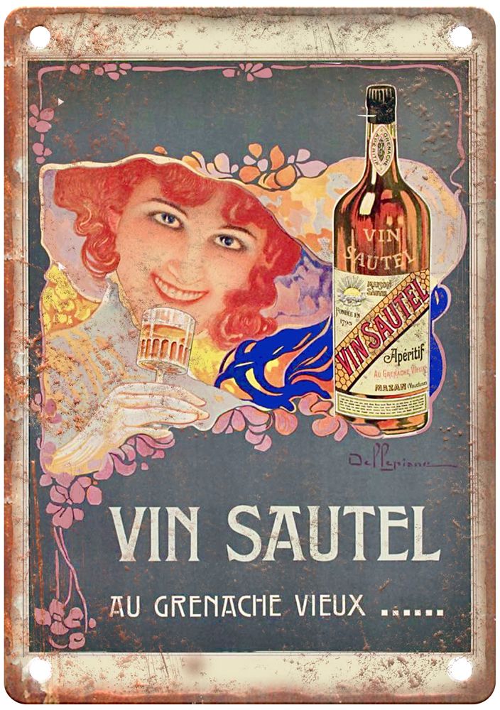 DELLEPIANE Vin Sautel au grenache vieux Liquor Poster Retro Look Sign