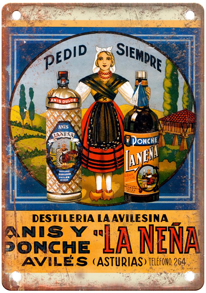 Avilés Vintage Liquor Poster Retro Look Reproduction Metal Sign