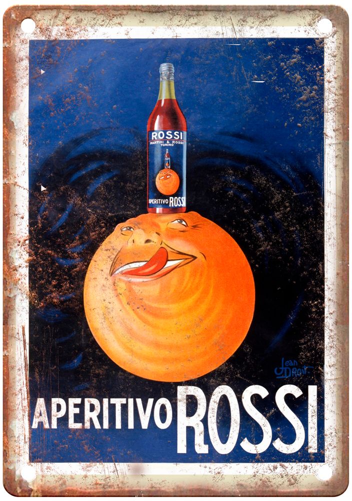 DROIT, Jean Apéritivo Rossi Vintage Liquor Poster Reproduction Metal Sign