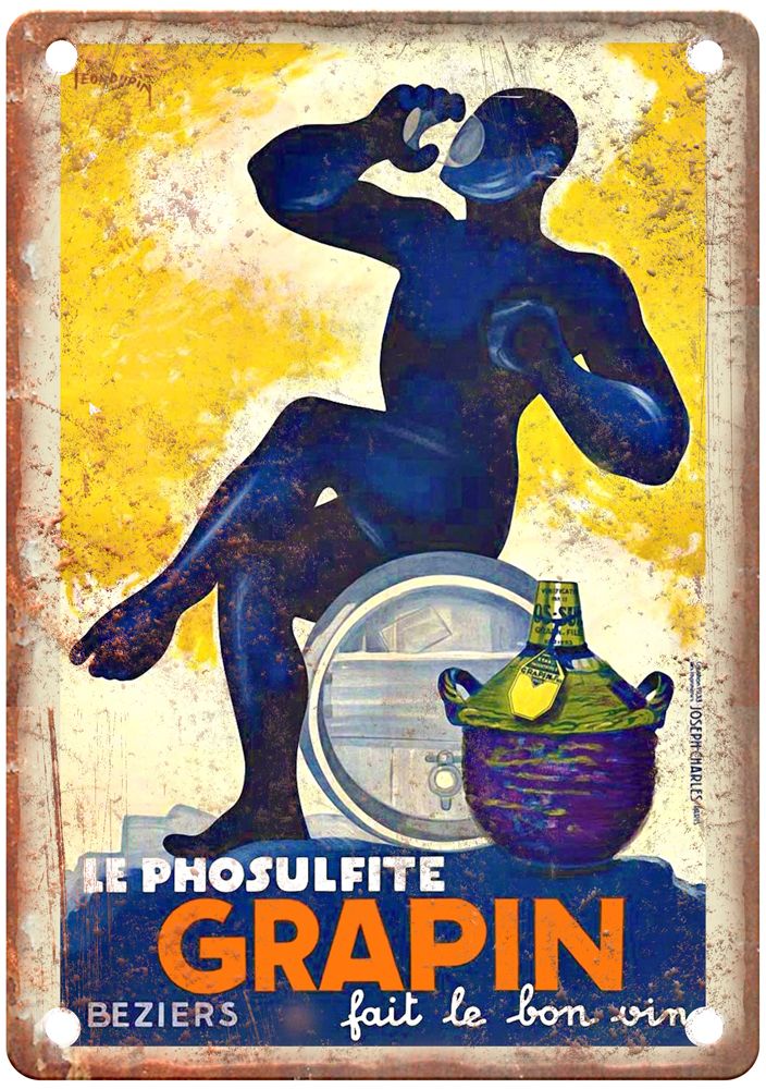 fait le bon vin Vintage Liquor Poster Retro Look Reproduction Metal Sign