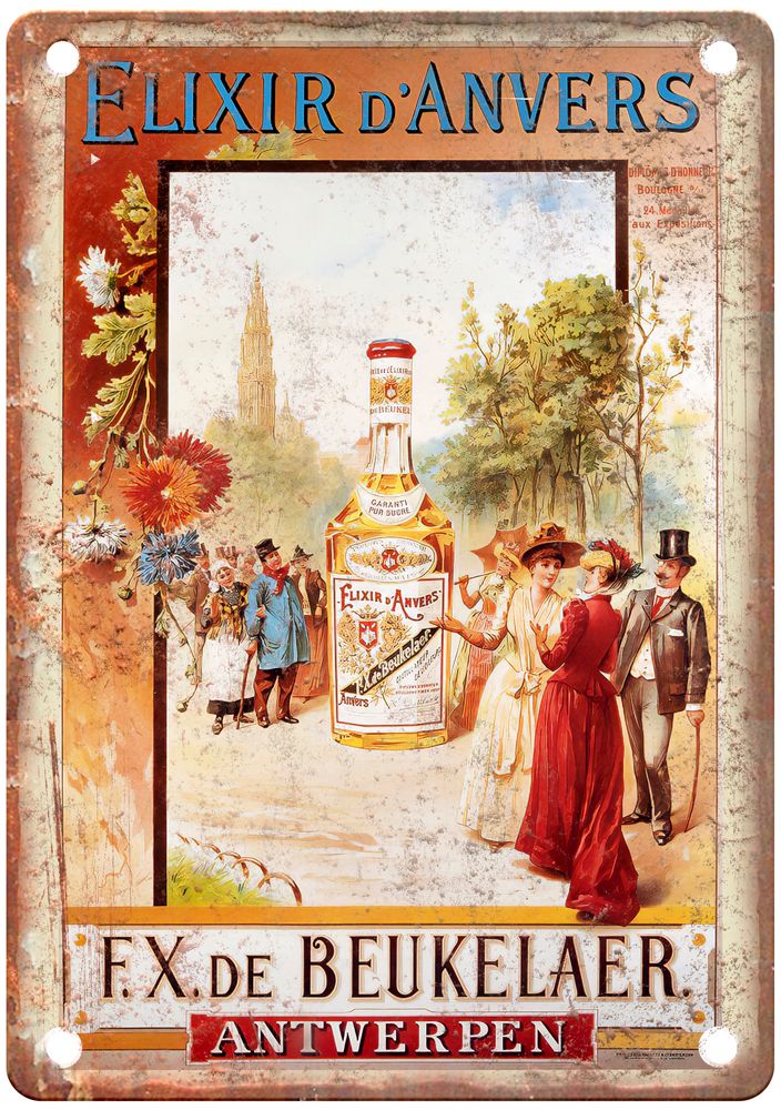 1890s Vintage Liquor Poster Retro Look Reproduction Metal Sign