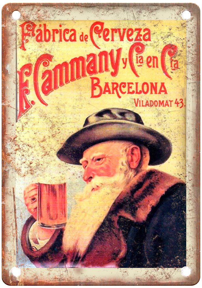 Barcelona Vintage Liquor Poster Retro Look Reproduction Metal Sign