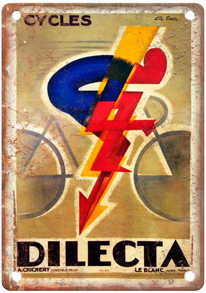 FAVRE, G Cycles Dilecta, 1928 Vintage Liquor Poster Reproduction Metal Sign