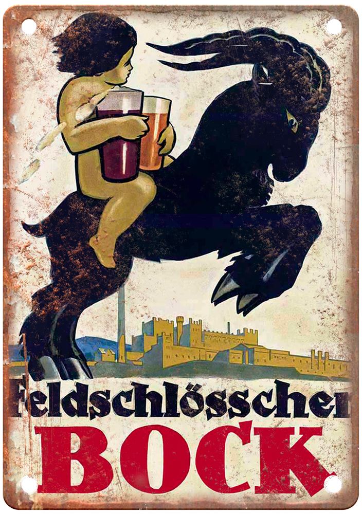 Feldschlösschen Bock Vintage Liquor Poster Reproduction Metal Sign