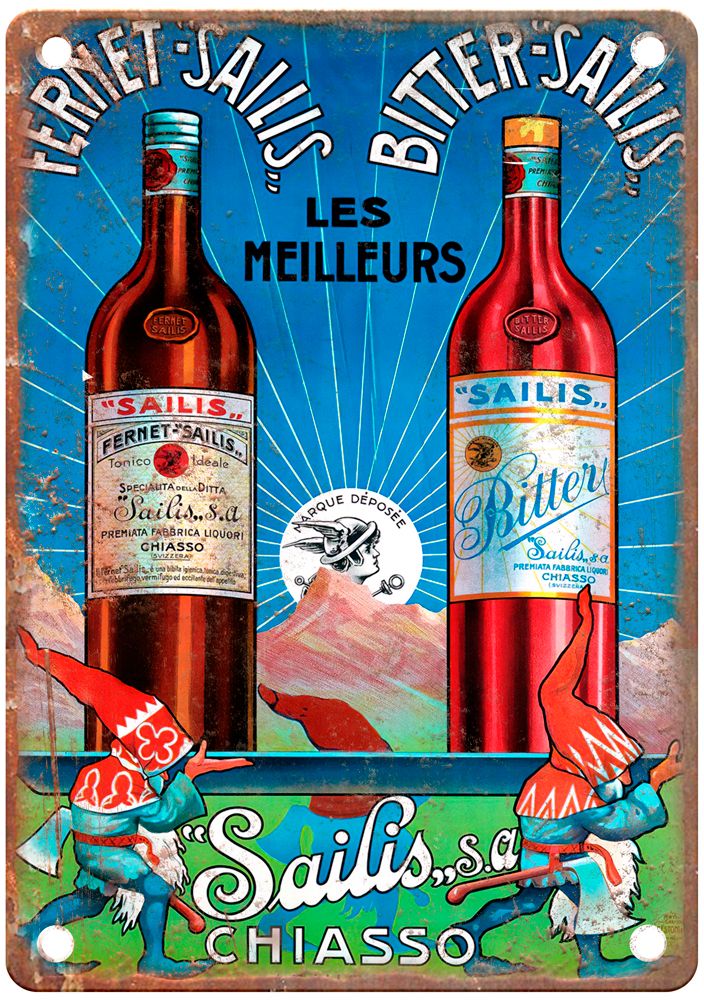 Suisse Vintage Liquor Poster Retro Look Reproduction Metal Sign