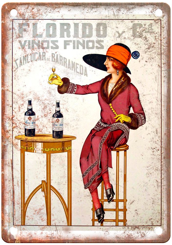 Sanlúcar de Barrameda Liquor Poster Retro Look Reproduction Metal Sign