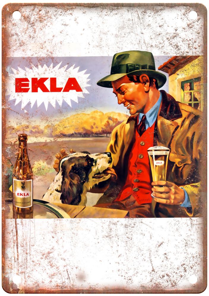 GAILLARD Ekla Beer, c 1950s Vintage Liquor Poster Reproduction Metal Sign