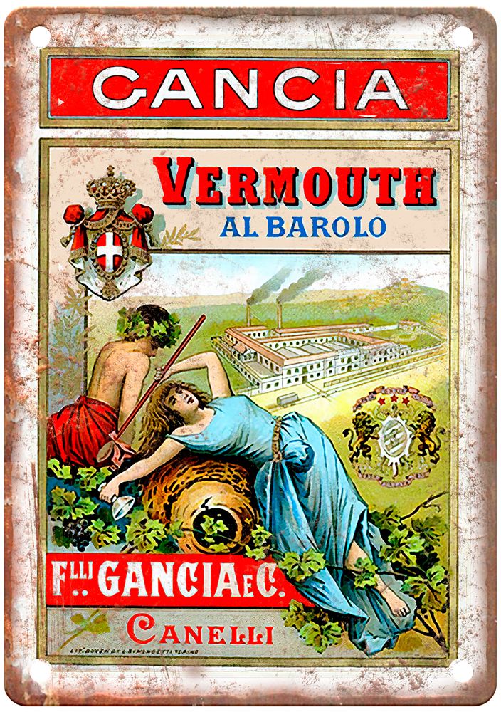 Gancia Vermouth al Barolo, Canelli Vintage Liquor Poster Reproduction Sign