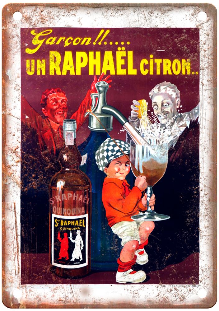 Garçon!! Un Raphaël Citron Vintage Liquor Poster Reproduction Metal Sign