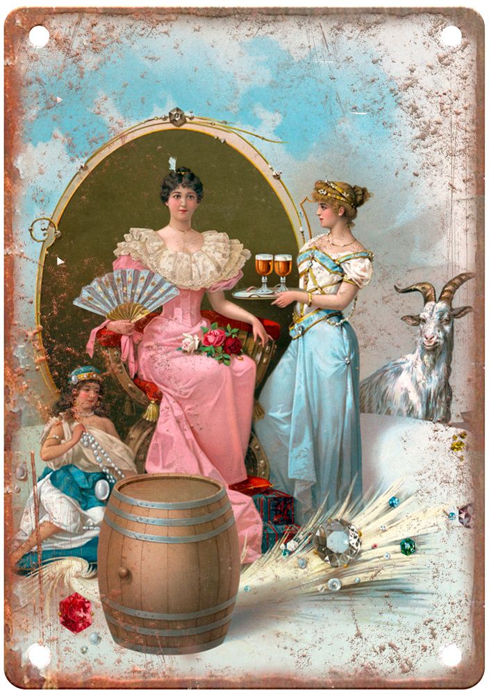 German beer advertising, 1898 Vintage Liquor Poster Reproduction Metal Sign