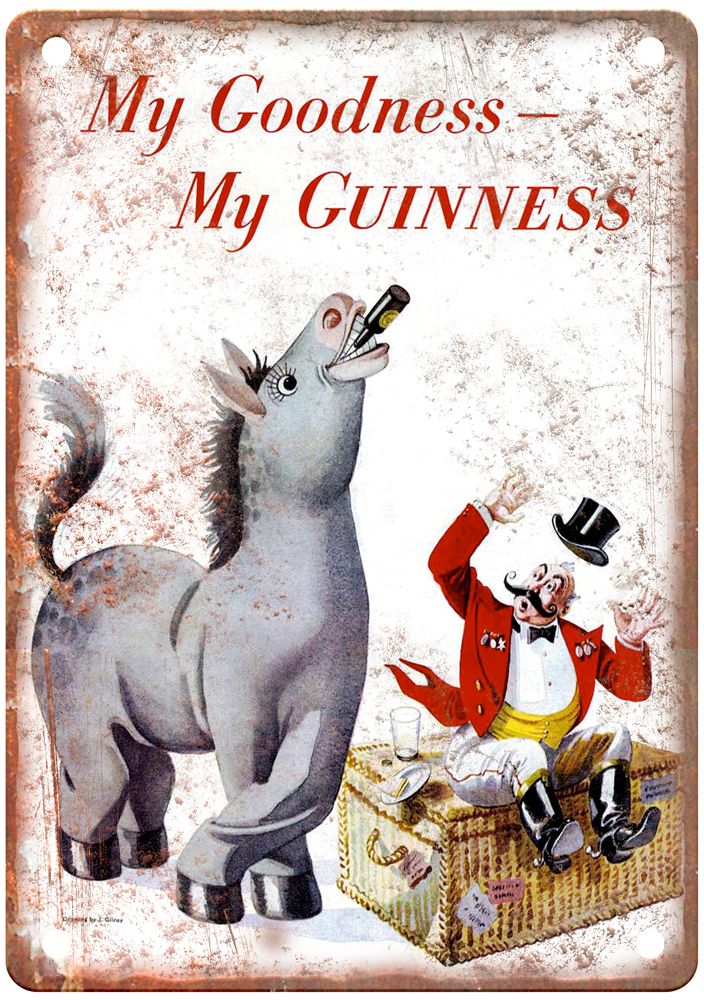 John My Goodness- My Beer [circus horse] Vintage Liquor Poster Sign