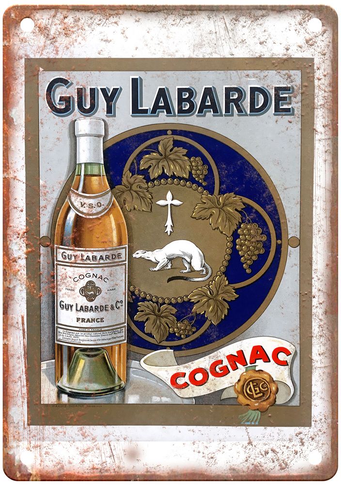 Guy Labarde Cognac, 1909 Vintage Liquor Poster Reproduction Metal Sign