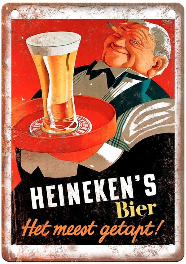 Heineken's Bier, Het meest getapt! Vintage Liquor Poster Reproduction Sign