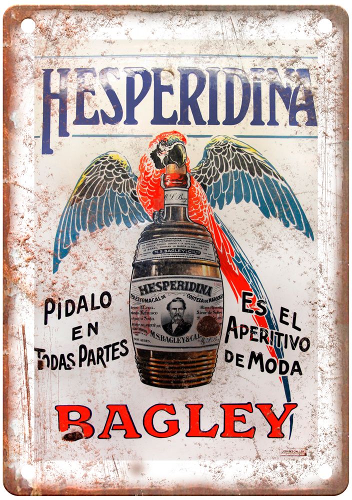 Hesperidina Bagley Vintage Liquor Poster Retro Look Reproduction Metal Sign