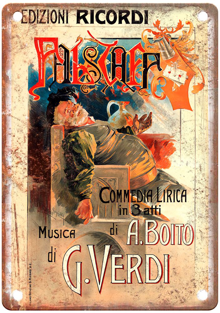 HOHENSTEIN, Adolfo Falstaff by Verdi, c 1900s Liquor Poster Retro Look Sign