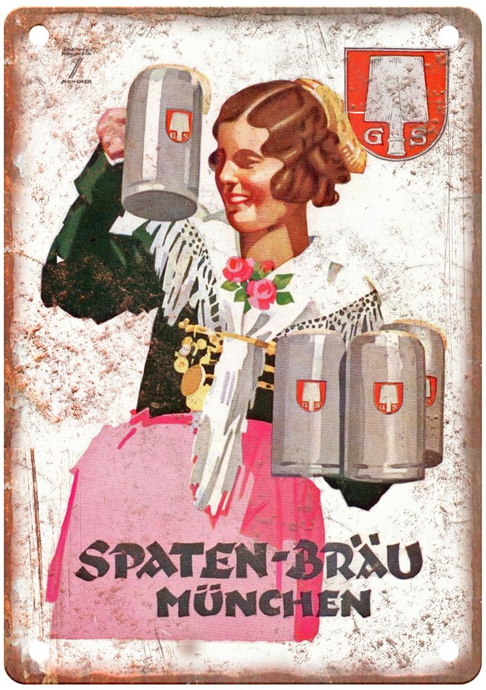 HOHLWEIN, Ludwig Spaten Bräu, Munich Liquor Poster Retro Look Sign