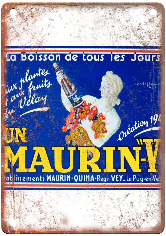 In the Cappiello style Un Maurin-V, c 1942 Liquor Poster Retro Look Sign