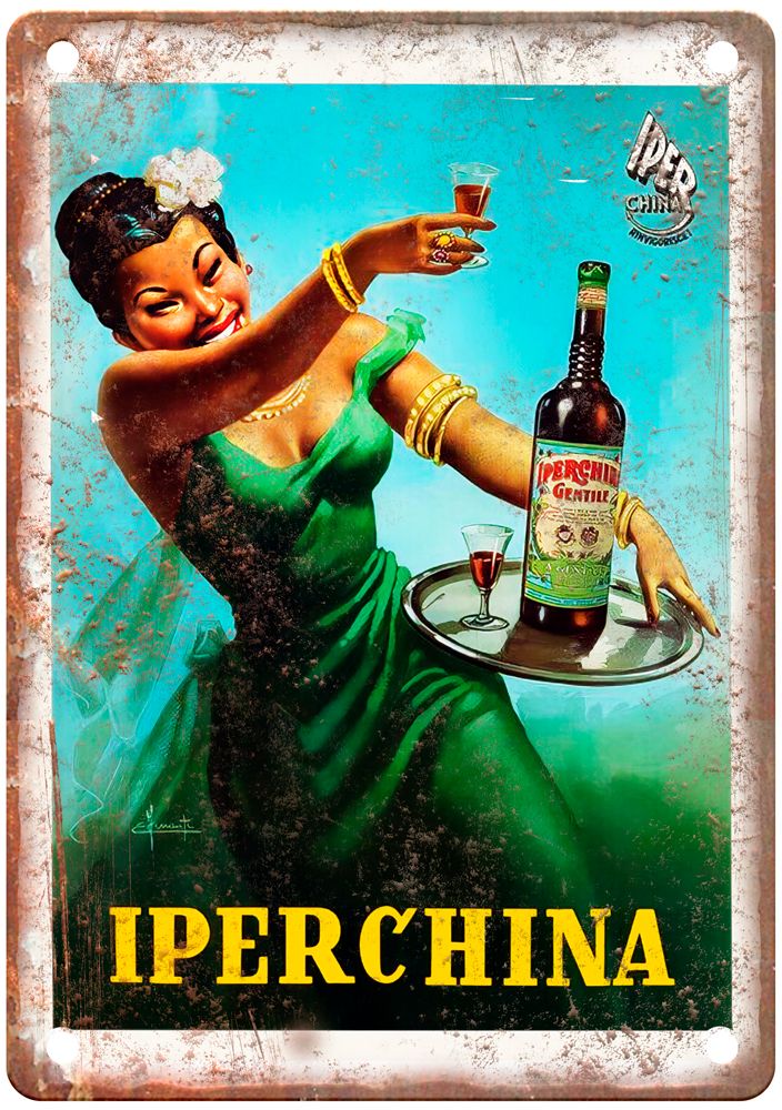 Iperchina Gentile Vintage Liquor Poster Retro Look Reproduction Metal Sign