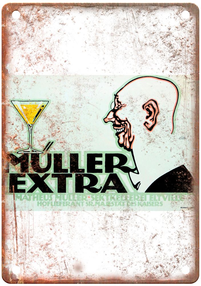 KLINGER, Julius 🇦🇹 Müller Extra, 1912 Liquor Poster Retro Look Sign