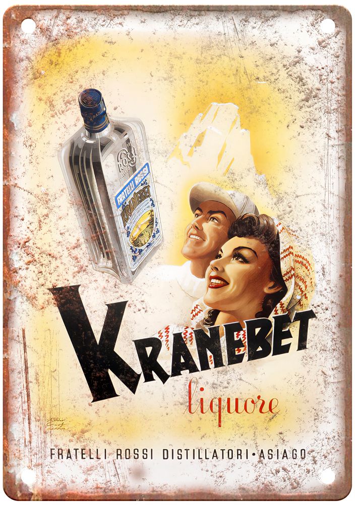 Kranebet Liquore, 1946 Vintage Liquor Poster Reproduction Metal Sign