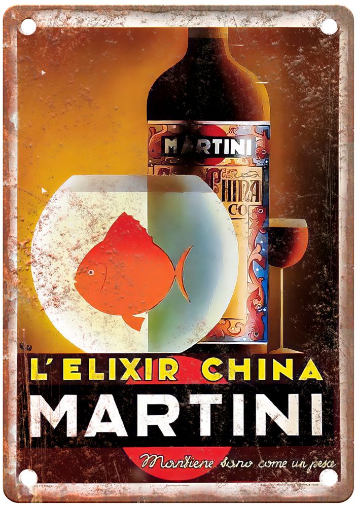 Mantiene sano come un pesce Vintage Liquor Poster Reproduction Metal Sign