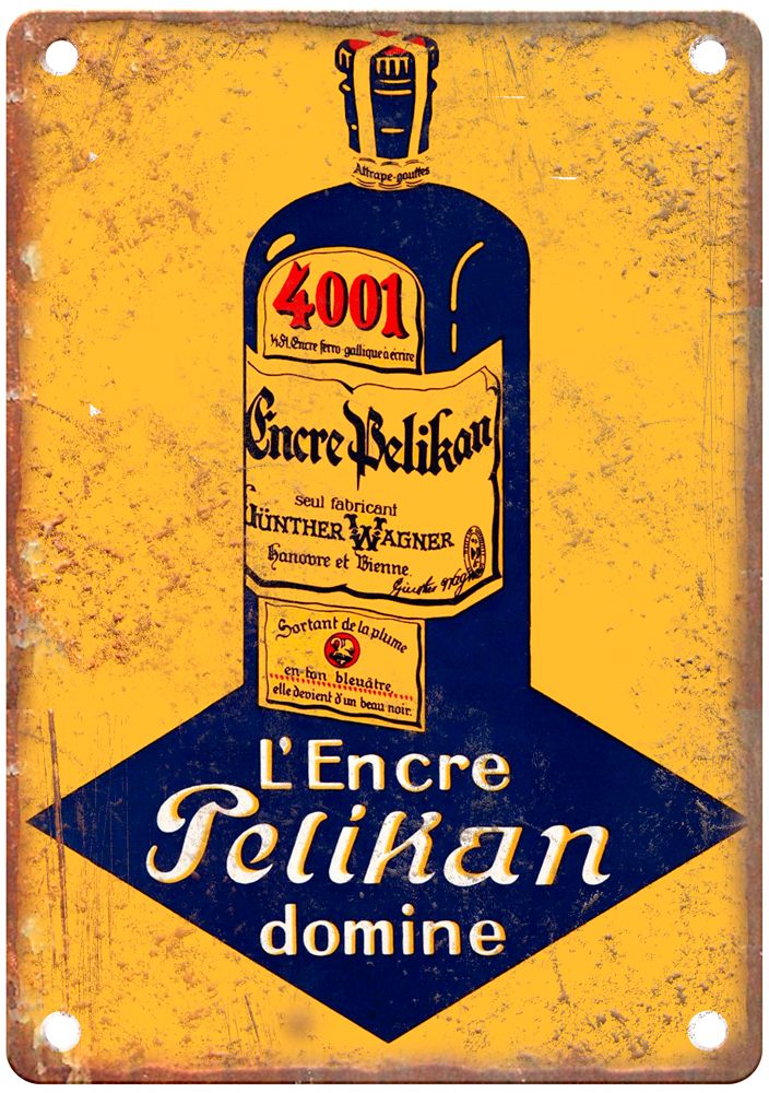 L'encre Pelikan domine, c 1910 Vintage Liquor Poster Reproduction Sign