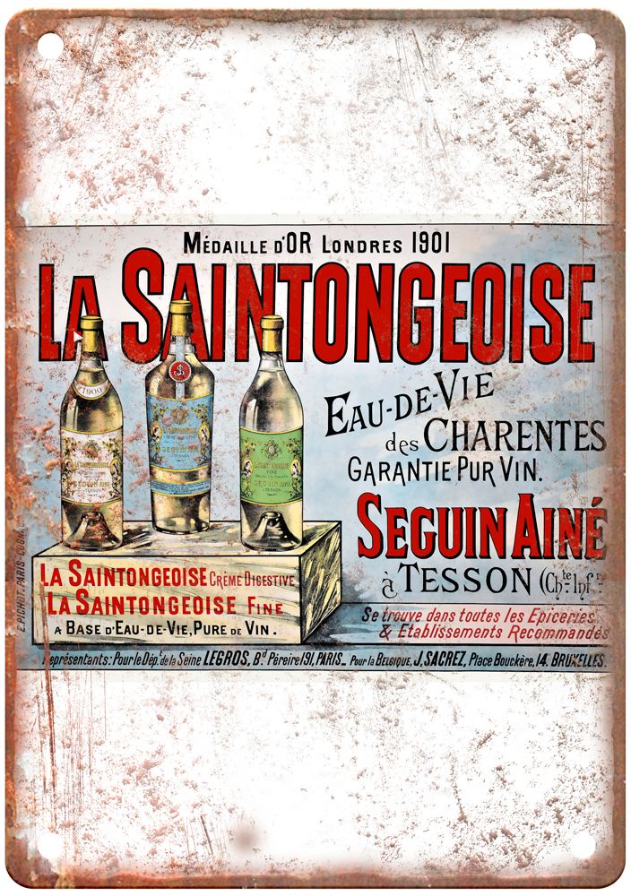 La Saintongeoise, c 1900s Vintage Liquor Poster Reproduction Metal Sign