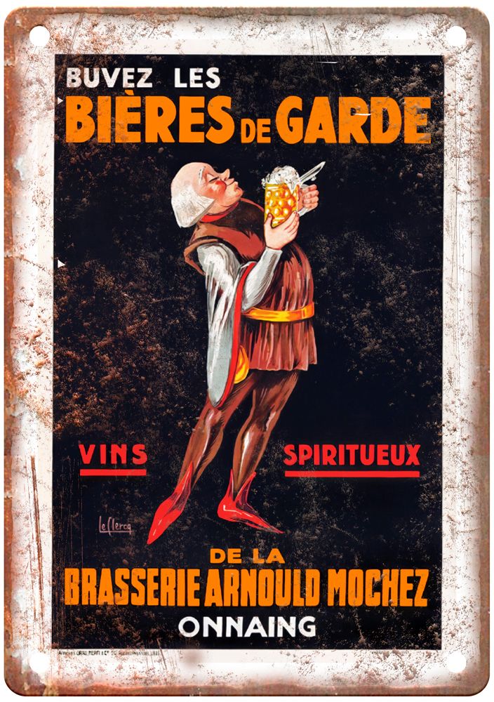 Le CLERCQ Buvez les Bières de Garde de  Vintage Liquor Poster Sign