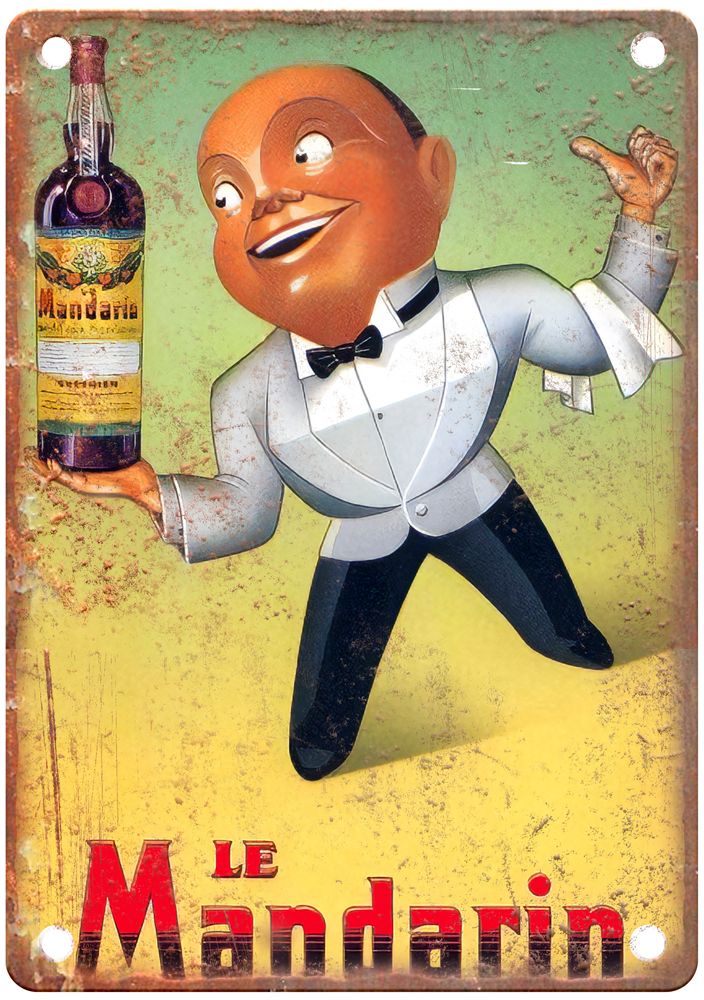 Le Mandarin Apéritif Cordial Vintage Liquor Poster Reproduction Metal Sign