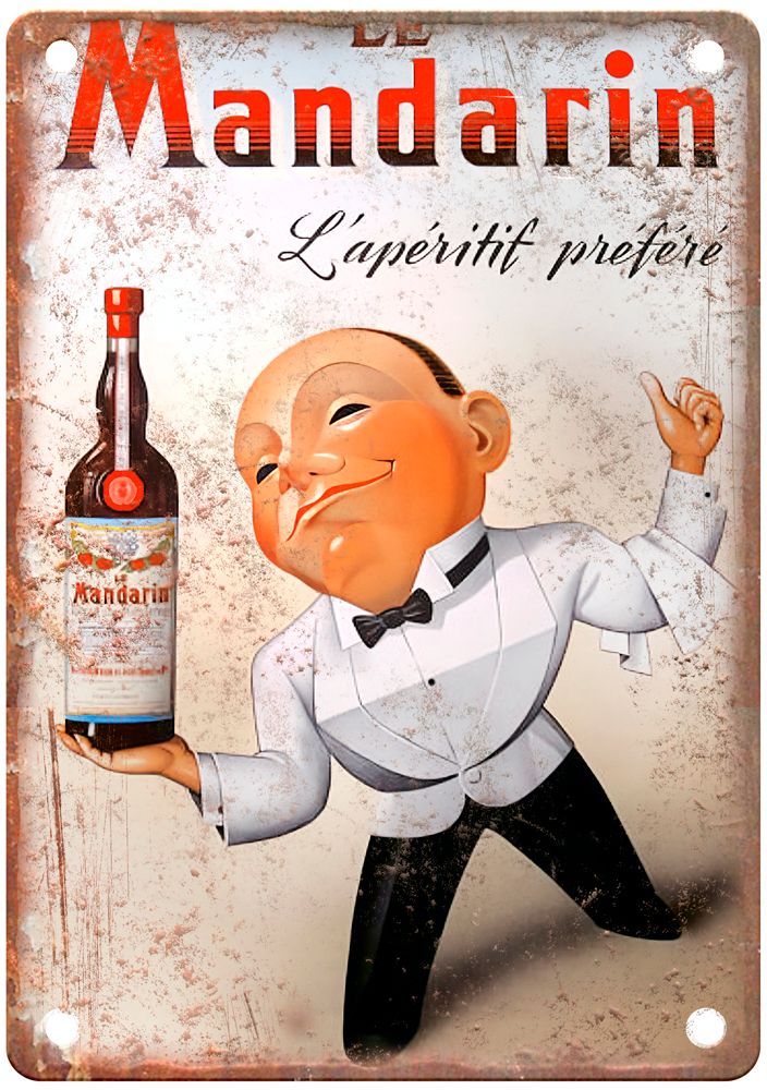 Le Mandarin, L'apéritif préféré Vintage Liquor Poster Reproduction Sign