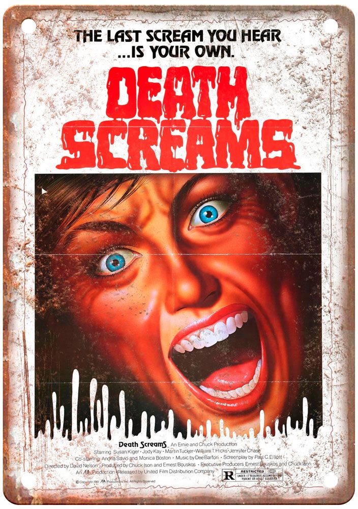 Death Screams Vintage Movie Poster Old Retro Look Metal Sign