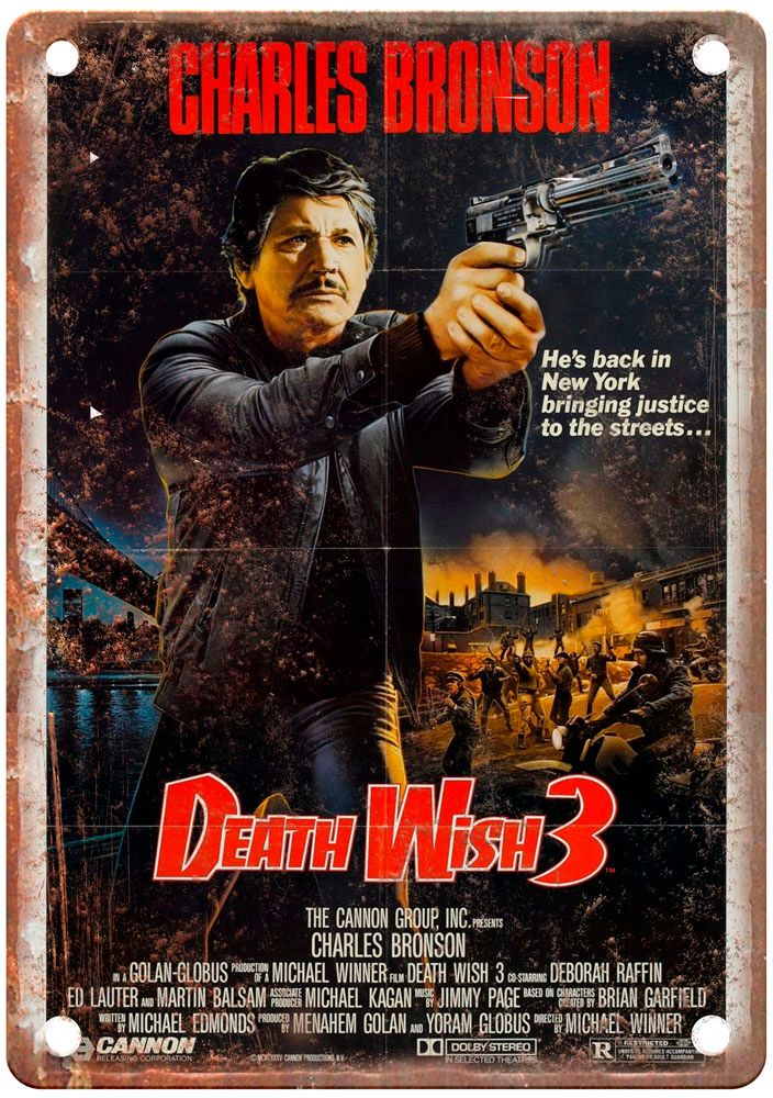 Death Wish 3 Vintage Movie Poster Old Retro Look Metal Sign