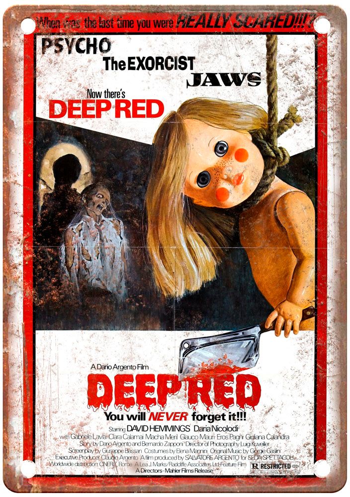 Deep Red Vintage Movie Poster Old Retro Look Metal Sign